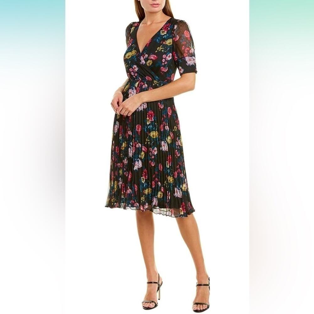 Ali & Jay Dress Floral Classic Wrap Top Pleated Fit and Flare Short Sleeve -XS